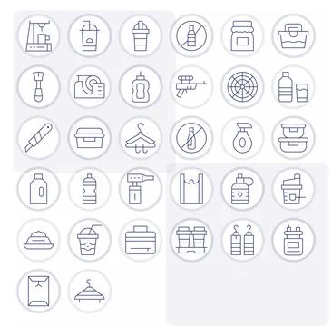 Plastic Vector Graphics featuring 32 Thin Line Pixel Aligned High Resolutio.. Stock Illustration