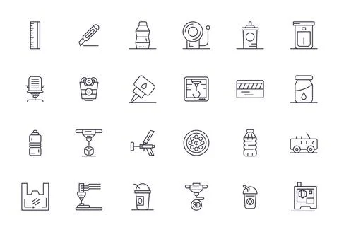 Plastic Vector Graphics Pack including 24 Bold Line High Resolution Detail .. Stock Illustration