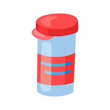 Plastic Vial with pills on white background. Stock Illustration