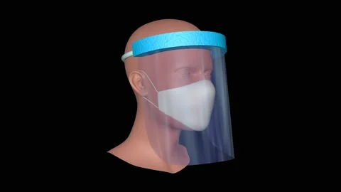 Plastic visor and face mask. Looping Rotating 3d animation render Stock Footage 147549805