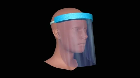 Plastic visor for face. Looping rotating 3d animation render Stock Footage 147549803