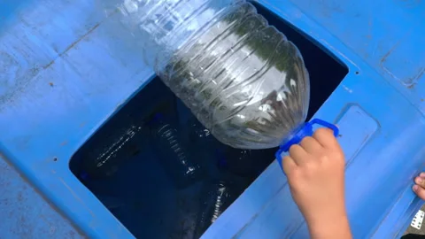 Plastic waste and water packaging. Recycle plastic. Stock Footage 270935471
