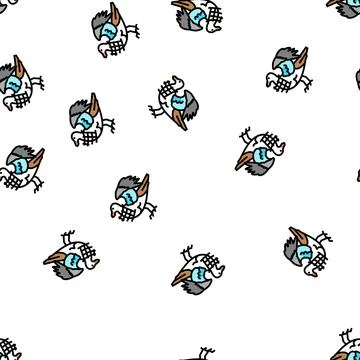 Plastic waste bird vector seamless pattern Stock Illustration
