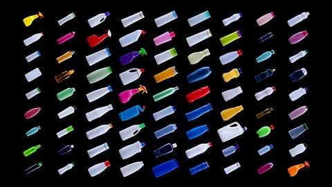 Plastic waste bottles background with waves rippling out from the center 스톡 동영상 119195366