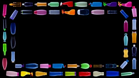 Plastic waste bottles forming a double frame - with copy space Video stock 119351224