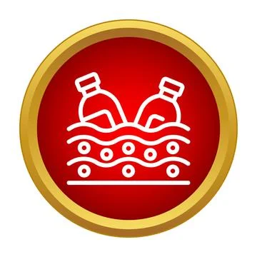 Plastic waste bottles polluting ocean water environment icon Stock Illustration