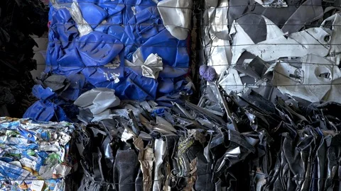 Plastic waste compressed Stock Footage 73888006