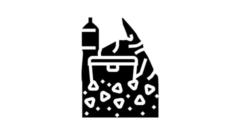 Plastic waste decomposing into microplastics glyph icon animation Stock Footage 326140188