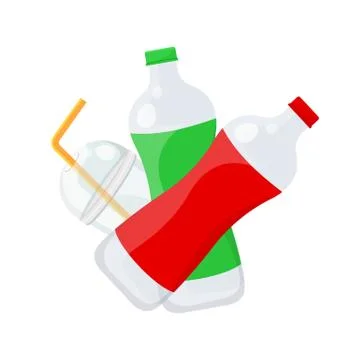 Plastic waste dump isolated on white background, plastic bottle garbage waste Ilustración de archivo