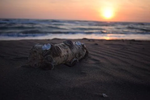 Plastic waste dumped on the beach Stock Photos