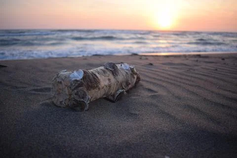 Plastic waste dumped on the beach Stock Photos