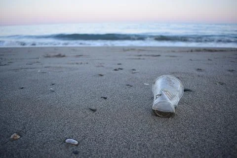 Plastic waste dumped on the beach Stock Photos