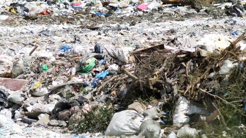 Plastic waste dumping site. Great rubbish dump, environmental problems. Garbage Stock Footage 113085861
