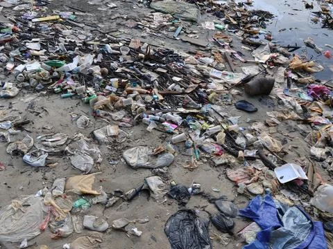 Plastic waste dumping site Stock Photos