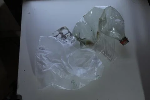 Plastic waste items for environmental pollution and recycling Photos