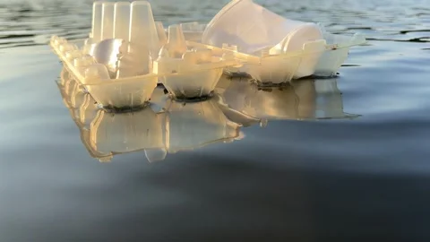 Plastic waste in lake. Stock Footage 251758965