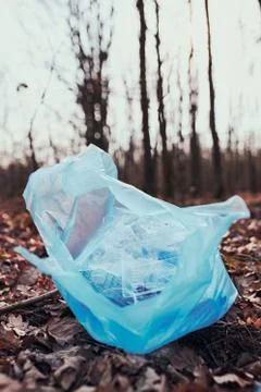 Plastic waste left in forest Stock Photos