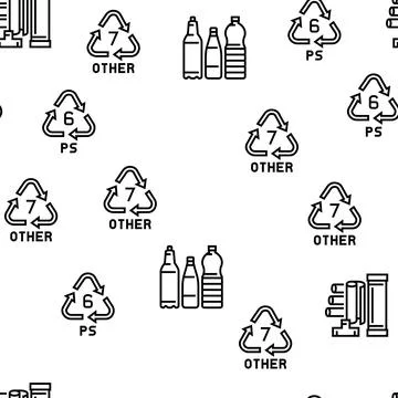 Plastic Waste Nature Environment vector seamless pattern Stock Illustration