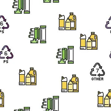 Plastic Waste Nature Environment vector seamless pattern Stock Illustration