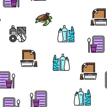 Plastic Waste Nature Environment vector seamless pattern Stockillustratie