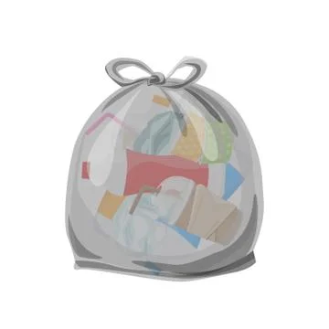 Plastic waste packed in the transparent plastic bags for waste separation iso Illustrazione stock