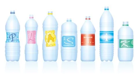 Plastic Waste Plastic Bottles Labeled Garbage Stock Illustration