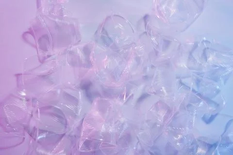 Plastic waste, Plastic cups on light background. Stock Photos