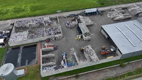 Plastic waste processing at recycling facility improves waste management Stock Footage 337984471