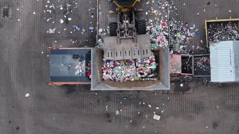 Plastic waste processing at recycling facility for sustainable management Stock Footage 339030024