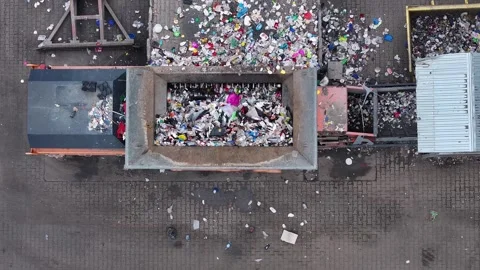 Plastic waste processing at recycling facility for sustainable management Stock Footage 339031113