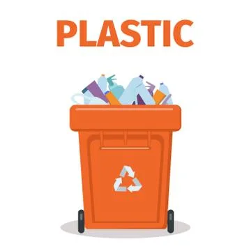 Plastic waste recycling container. Garbage bin. Flat vector illustration. Stock Illustration