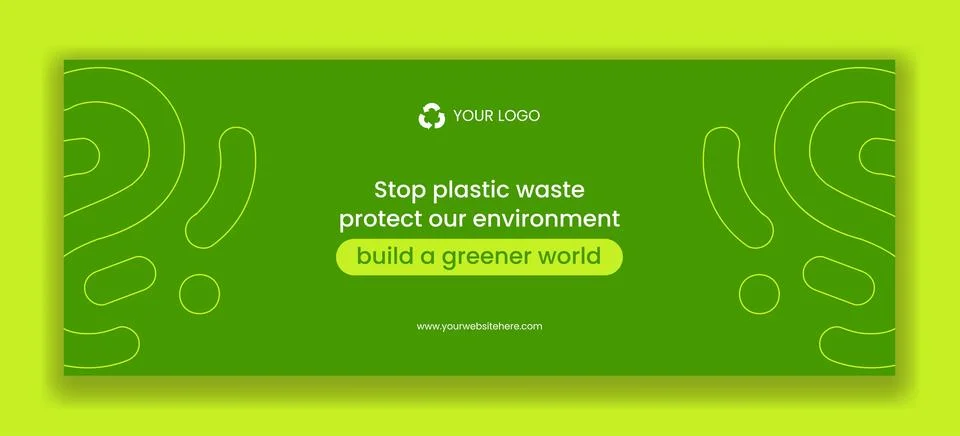 Plastic Waste Reduction Campaign Flat Cartoon Social Media Cover Background.. Stock Illustration