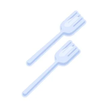 Plastic Waste Set Of Disposable Forks Flat Icon Stock Illustration