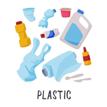Plastic Waste Sorting, Segregation and Separation of Garbage Vector Illustration Ilustración de archivo