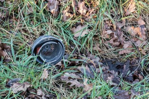 Plastic waste thrown away in the middle of nature Stock Photos