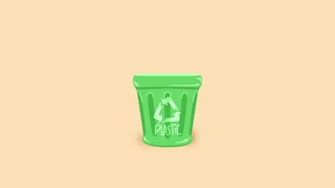 Plastic waste thrown into recycle bin. Recycling waste to reduce global war.. Stock Footage 311493896