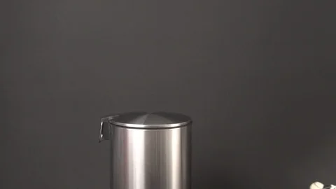 Plastic waste in a trash bin Stock Footage 114691661