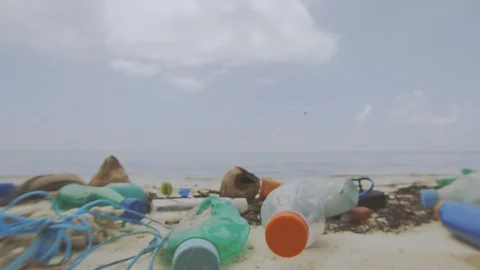Plastic Waste Washed Ashore Stock Footage 89591293