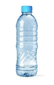 Plastic water bottle with blue cap containing refreshment Stock Photos