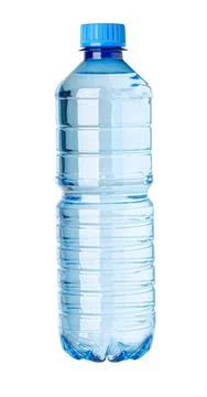 Plastic water bottle with blue cap providing hydration Stock Photos