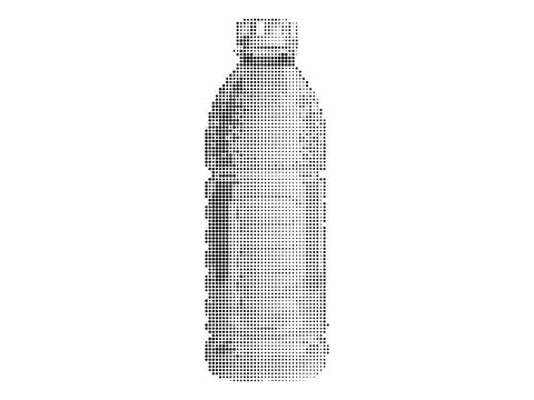 Plastic water bottle dot work. black dots texture on white background. vect.. Stock Illustration