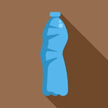 Plastic water bottle in a flat design style with a long shadow Stock Illustration