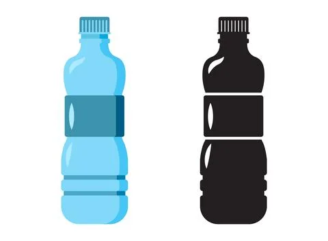 Plastic water bottle icon in flat colorful and silhouette style. Beverage v.. Stock Illustration