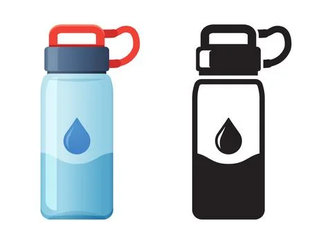 Plastic water bottle icon in flat colorful and silhouette style. Beverage v.. Stock Illustration