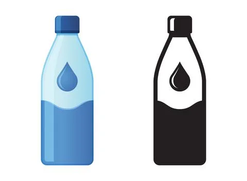 Plastic water bottle icon in flat colorful and silhouette style. Beverage v.. Stock Illustration
