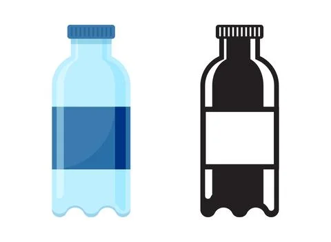 Plastic water bottle icon in flat colorful and silhouette style. Beverage v.. Stock Illustration