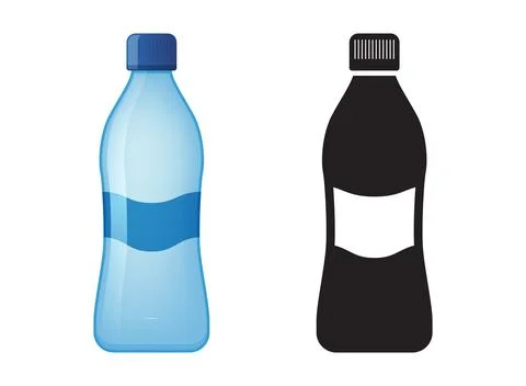 Plastic water bottle icon in flat colorful and silhouette style. Beverage v.. Stock Illustration