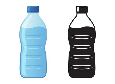 Plastic water bottle icon in flat colorful and silhouette style. Beverage v.. Stock Illustration