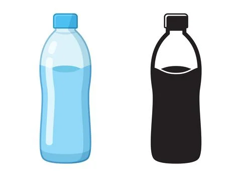 Plastic water bottle icon in flat colorful and silhouette style. Beverage v.. Stock Illustration