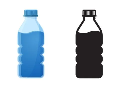 Plastic water bottle icon in flat colorful and silhouette style. Beverage v.. Stock Illustration